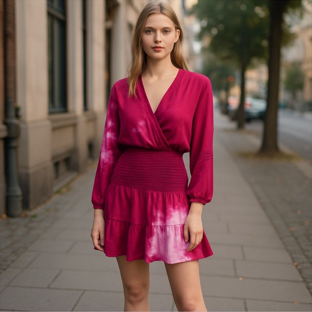 Aqua Tie Dye Fuchsia Mini Dress sz Medium